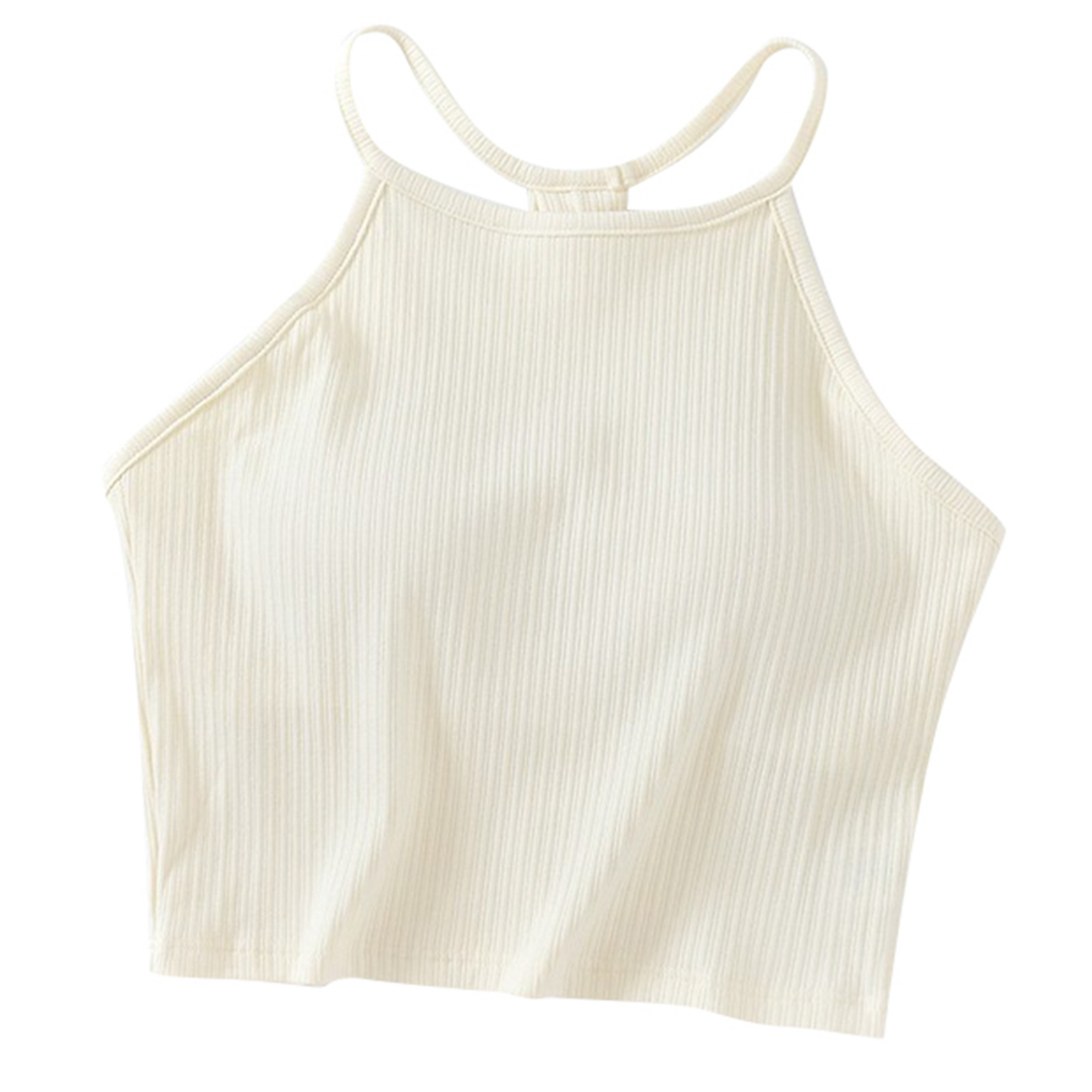thumbnail image 1 of Camiseta sin mangas con hombreras de color liso para mujer - Sujetador de algodón con tirantes finos y cuello colgante, tallas S-XL, 1 of 4